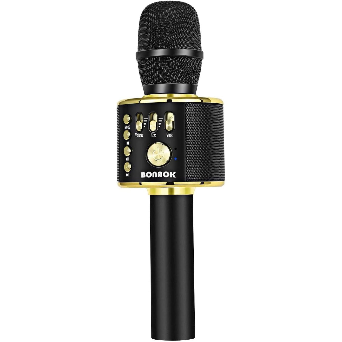 BONAOK Wireless Bluetooth Karaoke Microphone, 3-in-1 Portable Handheld Mic Speaker Machine for All Smartphones, Gifts to Girls Boys Kids Adults All Age Q37(Black Gold)