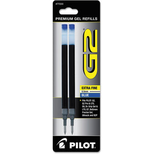 Pilot, G2 Gel Ink Refills, Extra Fine Point 0.5 mm, Blue, Pack of 2
