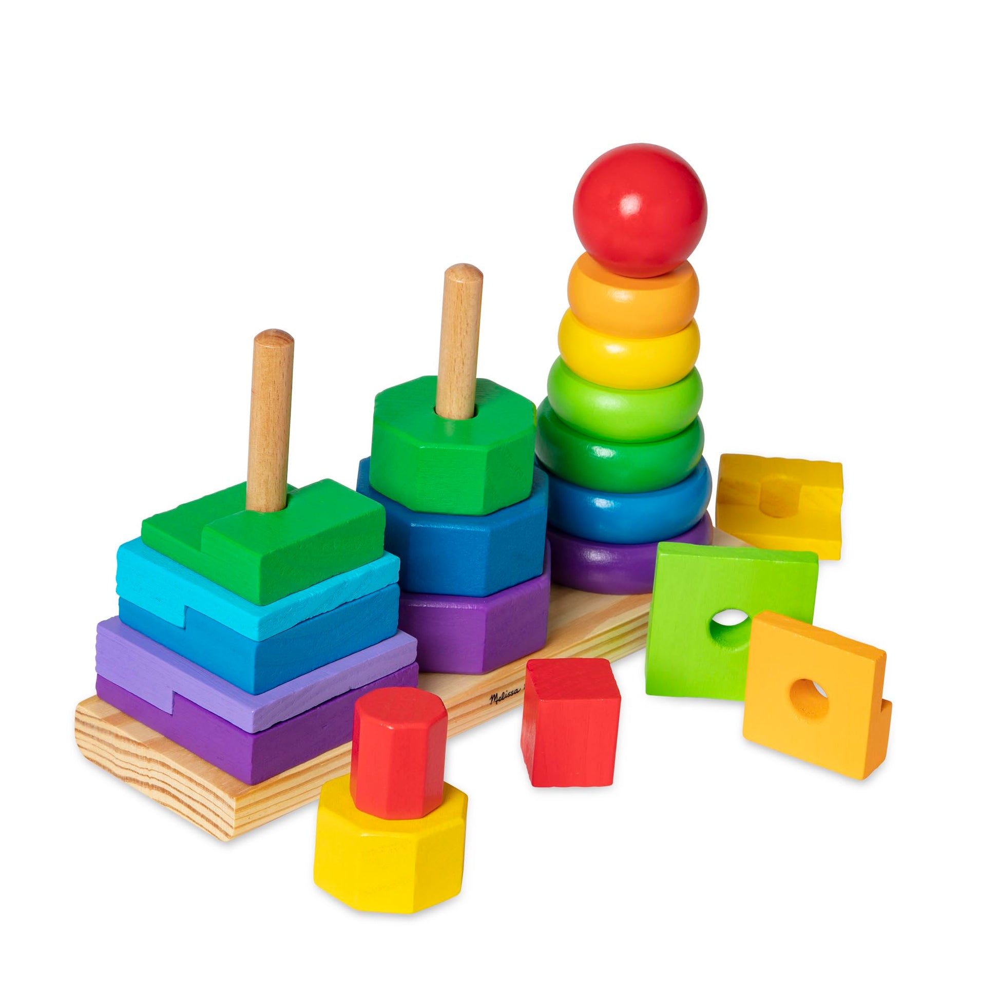 Buy now Melissa & Doug Geometric Stacker - Wooden Educational Toy,25 count(pack of 1) at indiglob india
