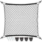 9 MOON 4 Hook Car Trunk Cargo Net - Mesh Storage Organizer - Universal for Car, Van, Truck, SUV - Black Polyester