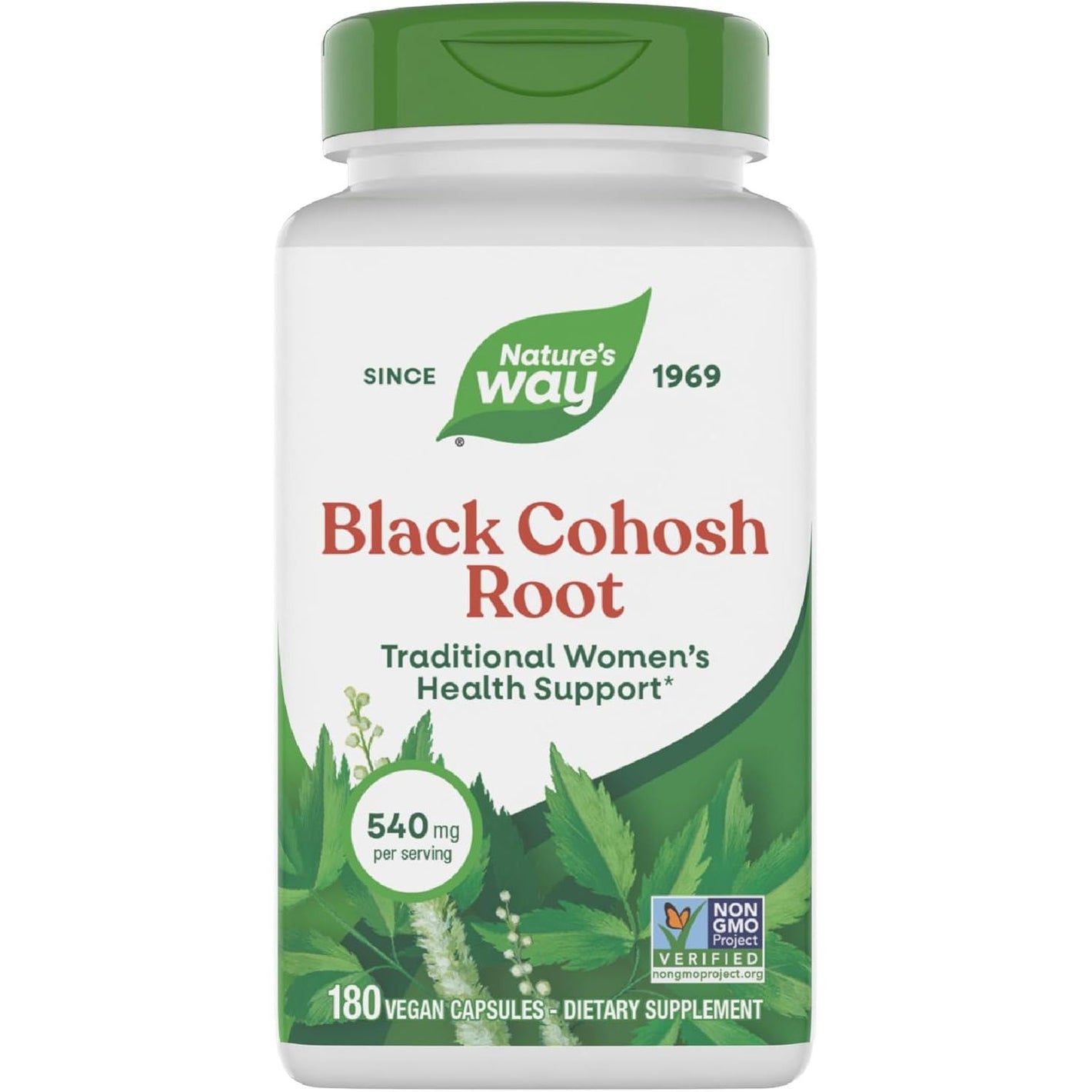 Nature's Way Black Cohosh Root, Traditional Support for Women's Health*, Non-GMO Project Verified, 180 Capsules
