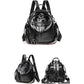Backpack Purse for Women Medium Size Leather Backpack Fashion Shoulder Bags Rucksack (Medium, Black)
