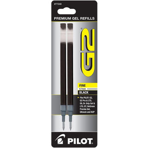 Pilot, G2 Gel Ink Refills, Fine Point 0.7 mm, Black, Pack of 2