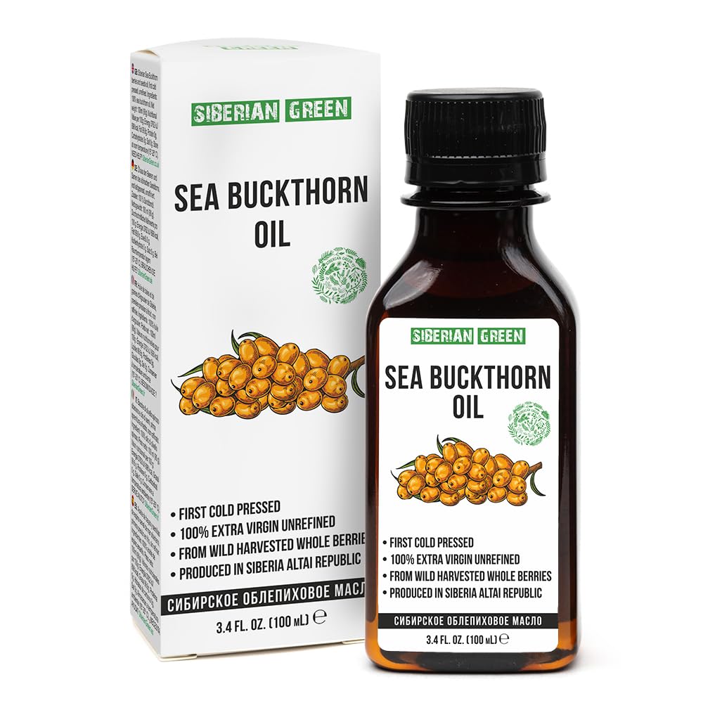 Siberian Sea Buckthorn Oil | 100% Natural Extra Virgin Cold Pressed 100 ml / 3.4 fl oz | Unrefined Raw Vegan | Exclusive Healthy Diet Food Grade