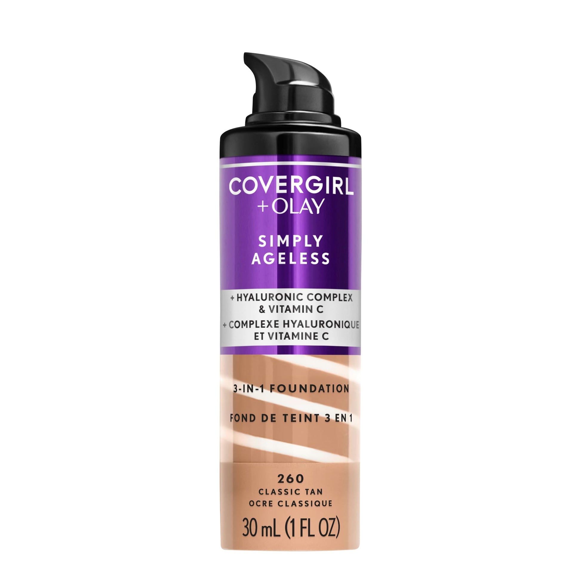 Buy now COVERGIRL & Olay Simply Ageless 3-in-1 Liquid Foundation, Matte Finish, Hyaluronic & Vitamin C Formula, 240 Natural Beige, 1 Count at indiglob india