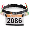 RJ-Sport Race Number Belt - Triathlon Race Belt Bib Holder with 6 Energy Gel Loops for Triathalon, Marathon, Running and Cycling - 01 Black