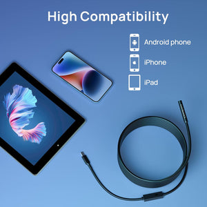 USB Snake Inspection Camera, FANTRONICS Scope Camera with 8 LED Lights IP67 Waterproof Semi-Rigid Snake Cord USB C Borescope for iPhone, iPad and Android Phone (16.4ft)