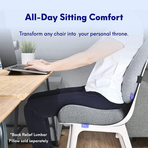 C CUSHION LAB Patented Pressure Relief Seat Cushion for Long Sitting Hours on Office/Home Chair, Car, Wheelchair - Extra-Dense Memory Foam for Hip, Tailbone, Coccyx, Sciatica - Light Grey