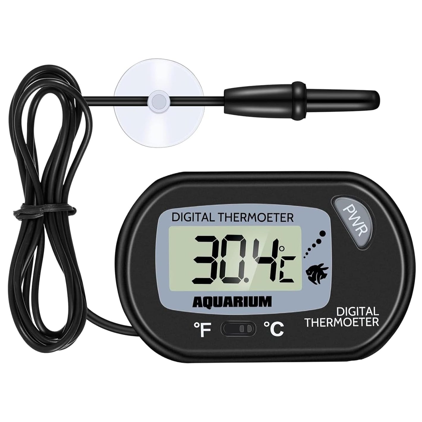 Digital Aquarium Thermometer, Fish Tank Thermometer, Water Thermometer with Large LCD Display, Reptile Thermometer for Fish Tank Water Terrarium