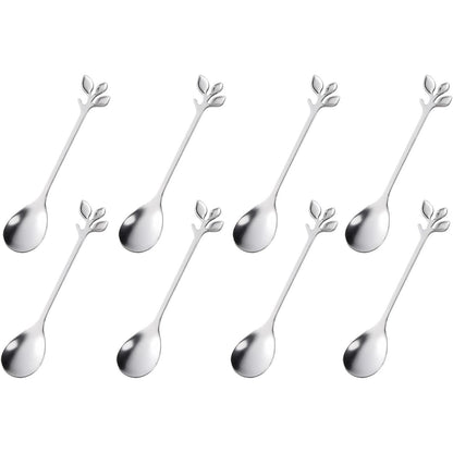 dcieiosul Gold Plated Stainless Steel Mini Coffee Espresso Spoon, Tableware Flatware Dessert Teaspoons Small Soup Spoons Set of 8, 4.9 inch Specialty Demitasse Stirring Spoons (Gold spoons)