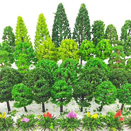 Buy now Tazimi 60 Pieces Model Trees 1.36-6 inch Mixed Model Tree Train Scenery Architecture Trees Fake Trees for DIY Crafts, Building Model, Scenery Landscape Natural Green at indiglob india