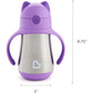 Munchkin Cool Cat Sippy Cup for Toddlers, Stainless Steel Straw Cup, 8 Ounce, Purple