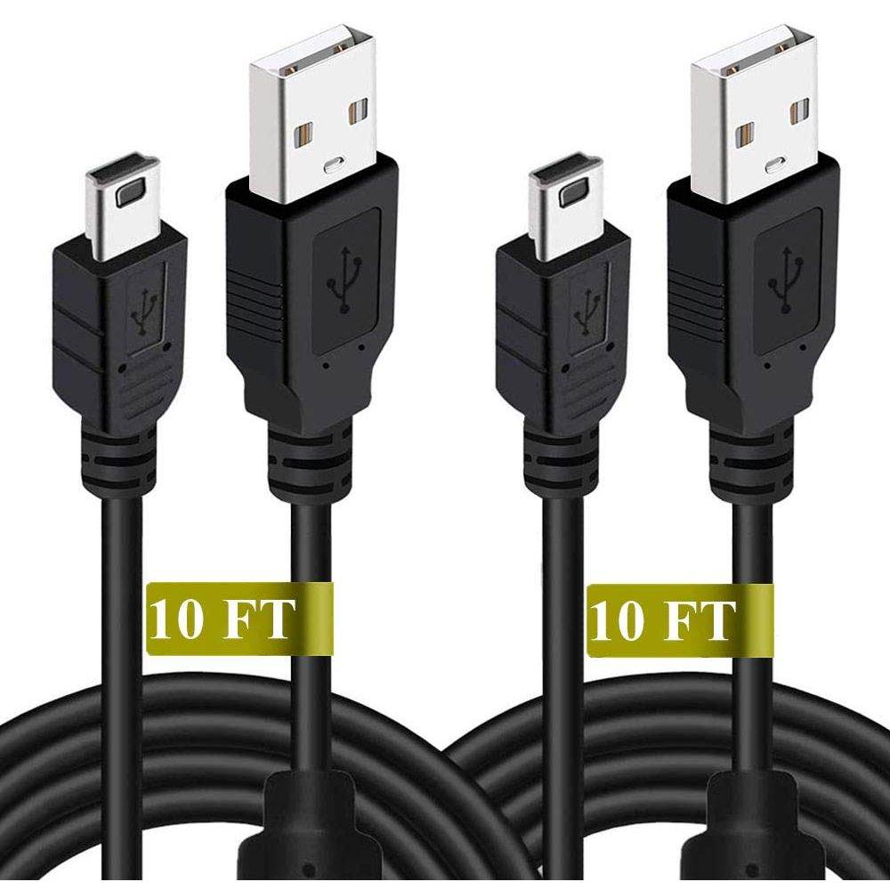 2 Pack 10ft PS3 Controller Charger Cable - Fast Mini USB Data Charging Cord for PS Move PlayStation 3 Wireless Controller, TI84 Plus CE, Digital Camera - My Store