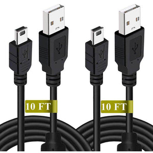 2 Pack 10ft PS3 Controller Charger Cable - Fast Mini USB Data Charging Cord for PS Move PlayStation 3 Wireless Controller, TI84 Plus CE, Digital Camera - My Store