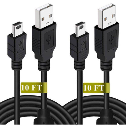 2 Pack 10ft PS3 Controller Charger Cable - Fast Mini USB Data Charging Cord for PS Move PlayStation 3 Wireless Controller, TI84 Plus CE, Digital Camera - My Store