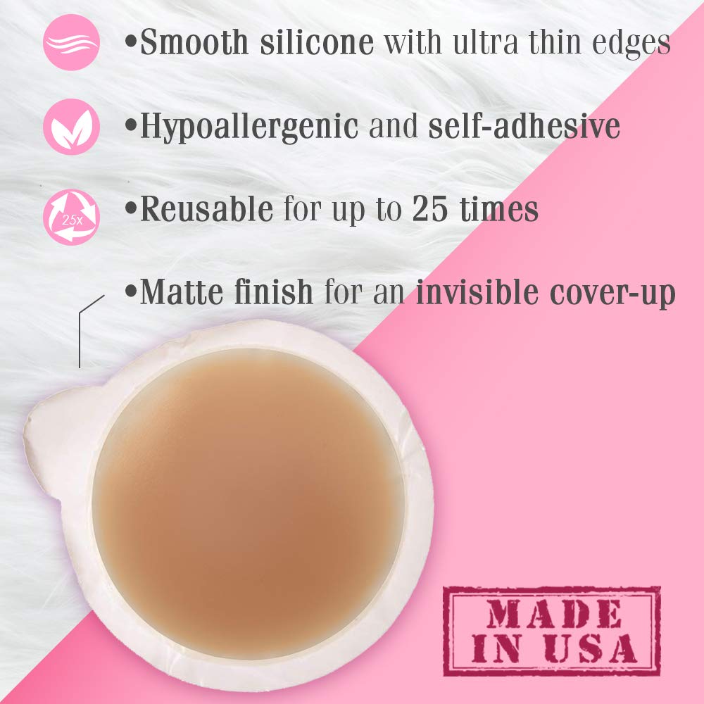 Buy now Hollywood Fashion Secrets Silicone Coverups, Hypoallergenic, Reusable, Washable, Gentle on Skin, Ultra Thin, Self Adhesive, Dark Shade, 1 Pack at indiglob india