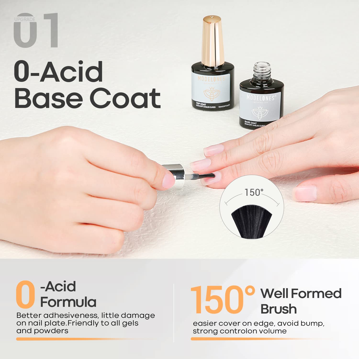 Buy now modelones Gel Nail Polish Top Base Coat, 2 PCS Clear High Glossy Long Lasting Soak Off Home Salon DIY Manicure Gift for Women at indiglob india