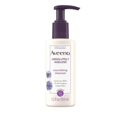 Aveeno Absolutely Ageless Nourishing Daily Facial Cleanser, Antioxidant-Rich Blackberry Extract, Non-Comedogenic Makeup-Removing Face Wash from Dermatologist-Recommended Brand, 5.2 fl. oz - My Store