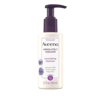Aveeno Absolutely Ageless Nourishing Daily Facial Cleanser, Antioxidant-Rich Blackberry Extract, Non-Comedogenic Makeup-Removing Face Wash from Dermatologist-Recommended Brand, 5.2 fl. oz