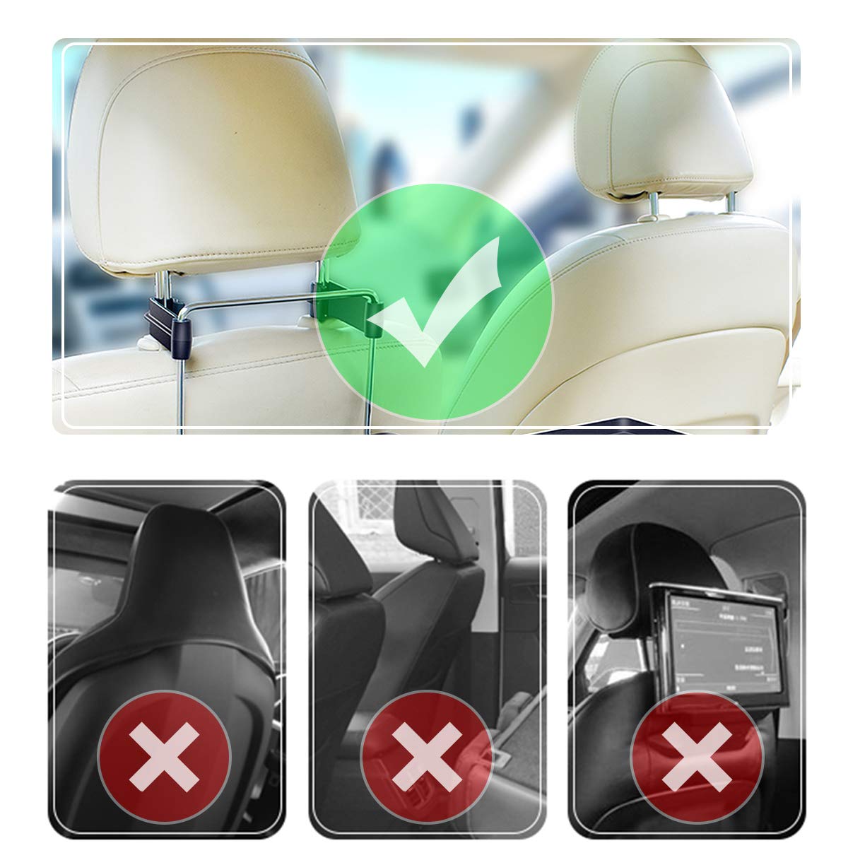 Buy now 2 in 1 Car Steering Wheel Tray / Back Seat Headrest Tray for Eating Food Drink and Writing Laptop Work, XERGUR Black Car Desk at indiglob india