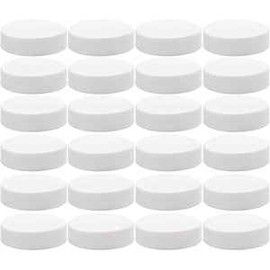 Cornucopia Brands Regular Mouth Plastic Mason Jar Lids, Unlined (24-Pack); Standard Size 70-450 White Plastic Caps for Mason Jars