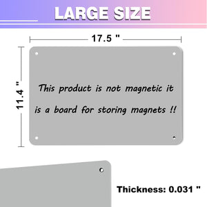 Magnetic Board,17.5" x 11.4" Magnet Bulletin Board to Display Magnetic Notes, Poetry, Photos, Suitable for Wall, Refrigerator, Cabinet etc, Come with 4 Pcs Dual Lock Tape and Screws (Gray)