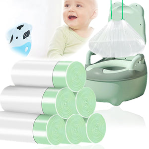 100 Pack Potty Chair Liners with Drawstring,Training Toilet Seat Potty Bags,Disposable Cleaning Bag for Kids Toddler Adults Pet Outdoors(44 x 24 cm)