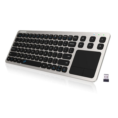 Buy now Arteck 2.4G Wireless Touch TV Keyboard with Easy Media Control and Built-in Touchpad Mouse Solid Stainless Ultra Compact Full Size Keyboard -Connected Computer, Smart TV, HTPC at indiglob india