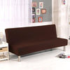 Solid Colour Armless Sofa Bed Cover Polyester Spandex Stretch Futon Slipcover 3 Seater Elastic Full Folding Couch Sofa Shield fits Folding Sofa Bed Without Armrests 80" x 50" in (Black) - Coffee