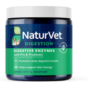 NaturVet – Digestive Enzymes for Dogs - Plus Probiotics & Prebiotics | Helps Support Diet Change & A Healthy Digestive Tract | for Dogs & Cats | 4 oz Powder