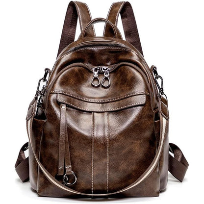 Backpack Purse for Women Medium Size Leather Backpack Fashion Shoulder Bags Rucksack (Medium, Black)