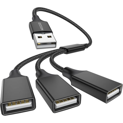 MOGOOD 3 in 1 USB Splitter Cable, Portable USB 2.0 Hub for Charging, Data Transfer, Laptop, Mac