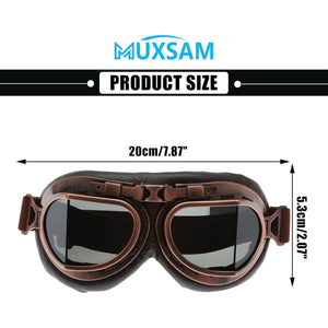 MUXSAM Vintage Motorcycle Goggles, ATV Motocross Goggles, Dirt Bike Racing Riding Off Road Scooter Glasses, Windproof Dustproof Eyewear for Adults Men Women, Copper Frame Smoke Lens
