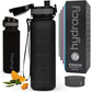 Hydracy Water Bottle with Time Marker -Large BPA Free Water Bottle & No Sweat Sleeve -Leak Proof Gym Bottle with Fruit Infuser Strainer & Times to Drink -Ideal for Fitness Sports & Outdoors