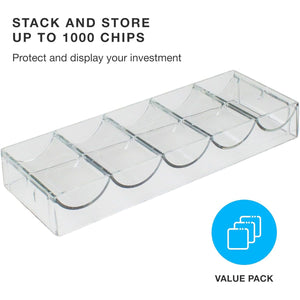 Brybelly 10 Clear Acrylic Poker Chip Trays | for Standard Size Chips & Clay Chips | 10 Total Trays, Each Holds 100 Chips