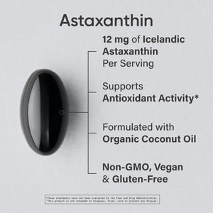 Sports Research Vegan Icelandic Astaxanthin 12mg with Organic Coconut Oil | Vegan Certified & Non-GMO Project Verified Dietary Supplement - 60 Veggie Softgels (2 Month Supply)