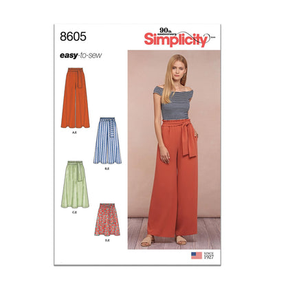 Buy now Simplicity US8605A Easy to Sew Women's Skirts and Loose Fitting Pants Sewing Patterns, Sizes 6-24 at indiglob india