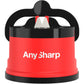 AnySharp – GLOBAL – Hands Free Knife Sharpener - Easy to Use Sharpening Tool with PowerGrip Suction Base and 20-Degree Pre-set Angle - For All Knives: Chef’s, Serrated, and Hardened Steel - Blue