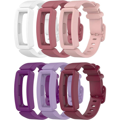 6-Pack Bands Compatible with Fitbit Ace 2 Replacement Strap for Kids (Black, Night Sky, Neon Yellow, Gray, Green, Teal)