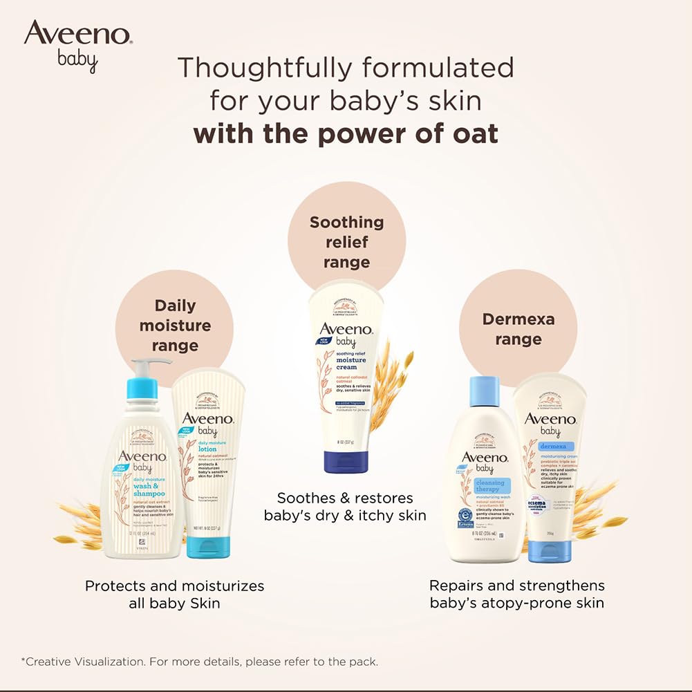 Buy now Aveeno Baby Daily Moisture Lotion for Delicate Skin with Natural Colloidal Oatmeal Dimethicone Hypoallergenic Fragrance Phthalate ParabenFree 8 oz, 1 Count at indiglob india