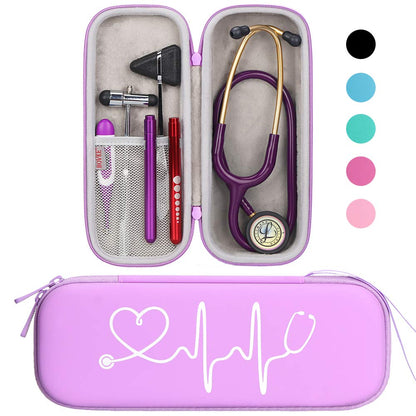 BOVKE Stethoscope Case for 3M Littmann Classic III, Lightweight II S.E, MDF Acoustica Deluxe Stethoscopes - Extra Room for Medical Bandage Scissors EMT Trauma Shear and LED Penlights, Black