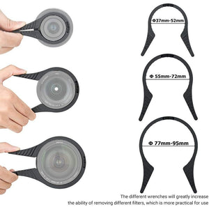 3 Packs Camera Lens Filter Wrench Kit, CPL UV ND Filter Removal Wrench Tool Set, Fit 37mm-52mm 55mm-72mm 77mm-95mm Lens Thread for Canon Nikon Sony Fujifilm Olympus Panasonic and Other Camera