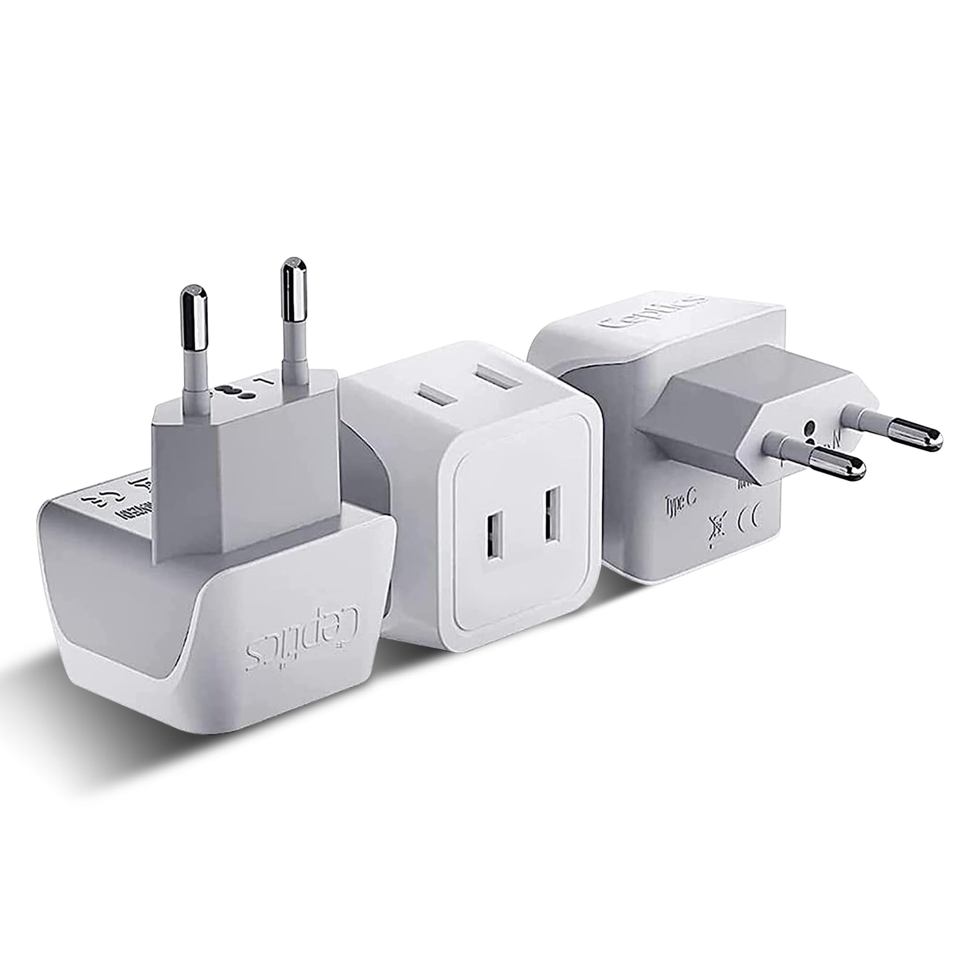 Buy now Ceptics Schuko Germany, France Plug Adapter, Dual Input - Ultra Compact Light Weight - Usa to Russia, South Korea Travel Adaptor Plug - Type E/F (3 Pack) at indiglob india