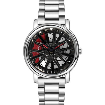GORBEN Men's Creative 3D Car Wheel Rotating Wrist Watch