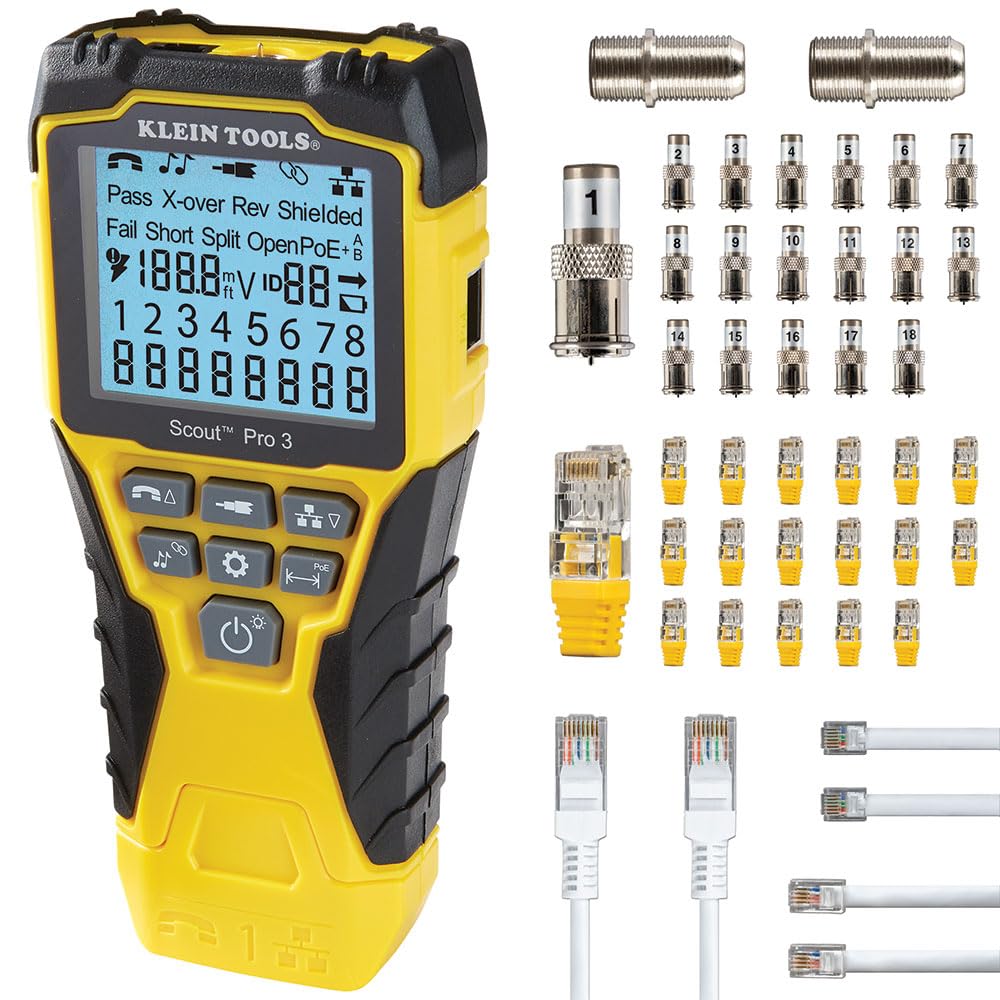 Buy now Klein Tools VDV501-852 Cable Tester with Remote, VDV Scout Pro 3 Test Kit Locates and Tests Voice, Data and Video Cables at indiglob india