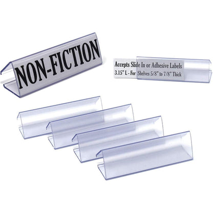 3.15" L Wood Shelf Label Holder, Clip On Ticket Holder for Shelves .6" to .9" Thick, 25 Pack