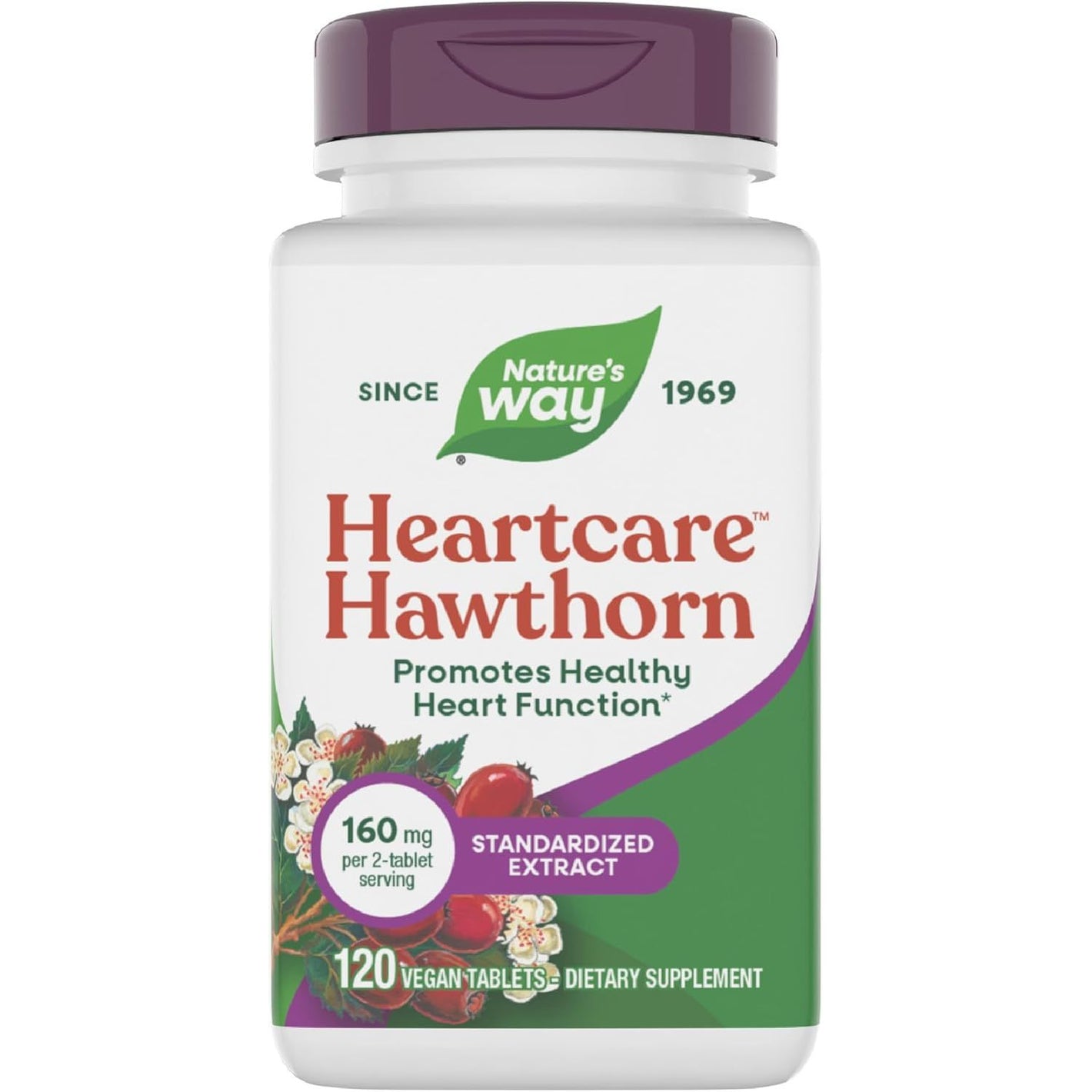 Nature's Way Heart Care Hawthorn Extract, Supports Healthy Heart Function*, 120 Tablets