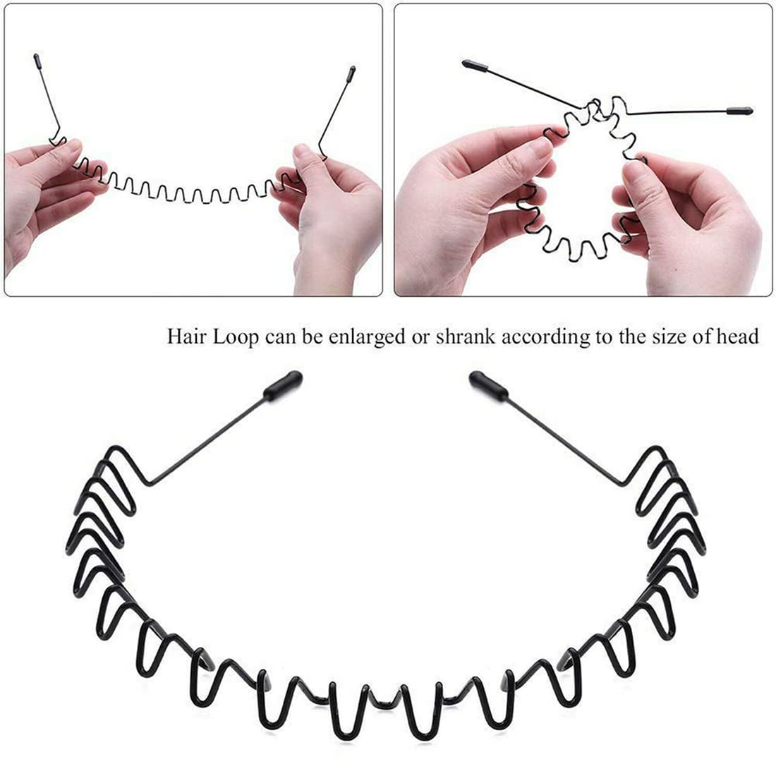 Buy now Nomakk 6 Pieces Metal Headbands Wavy Hairband Spring Hair Hoop Sports Fashion Hair Bands Unisex Black Elastic Non Slip Simple Headwear Accessories at indiglob india