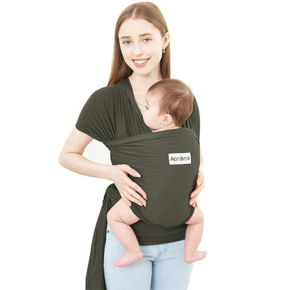 Acrabros Baby Wrap Carrier,Hands Free Baby Carrier Sling,Lightweight,Breathable,Softness,Perfect for Newborn Infants and Babies Shower Gift,Black
