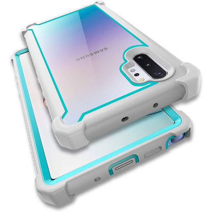 Case for Samsung Galaxy Note 10 Plus Case with Screen Protector, Full Body Protective Hybrid Dual Layer Shockproof Acrylic Back Case Cover for Galaxy Note 10 Plus 5G 6.8 inch (White Pink)